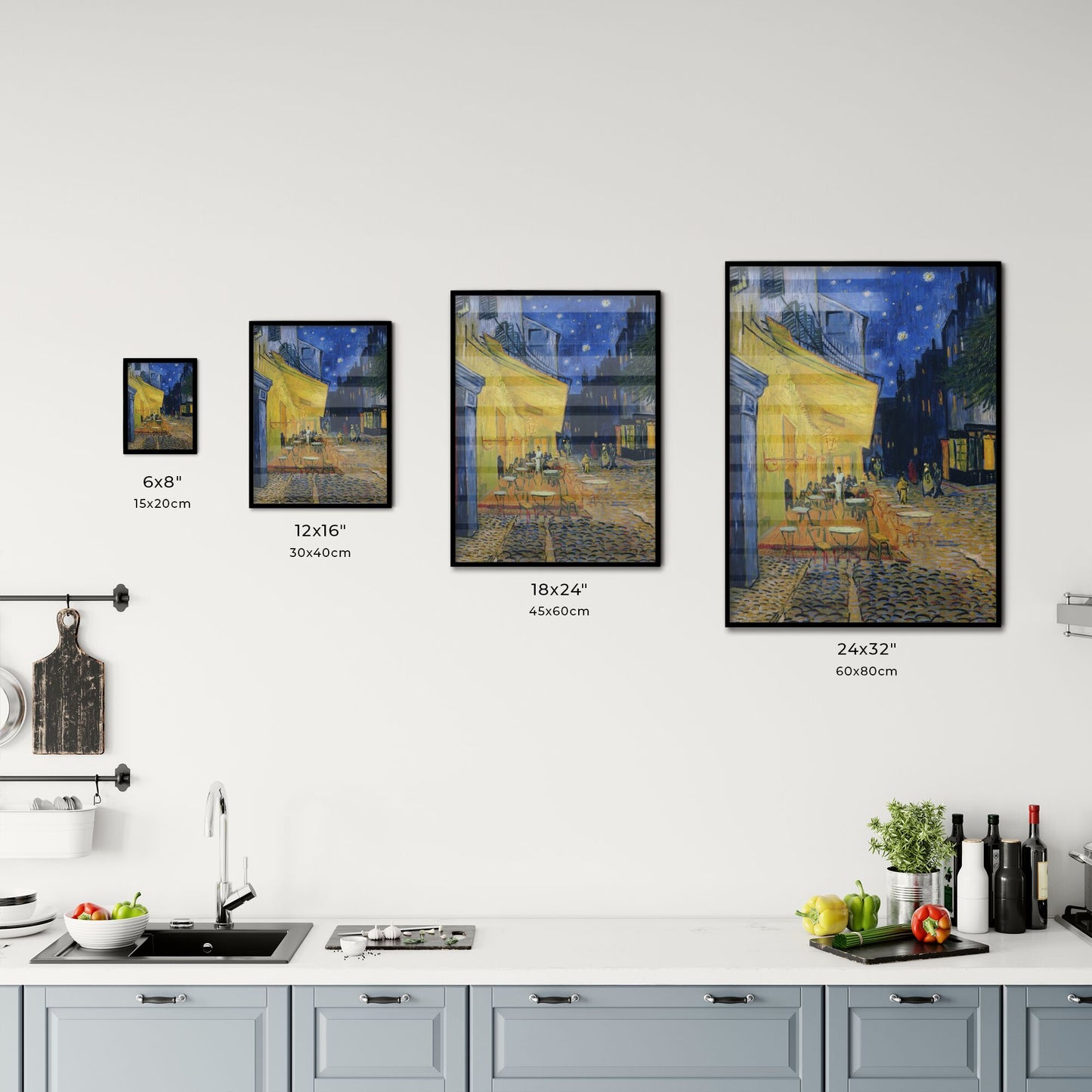 Café Terrace at Night by Vincent van Gogh Size Chart