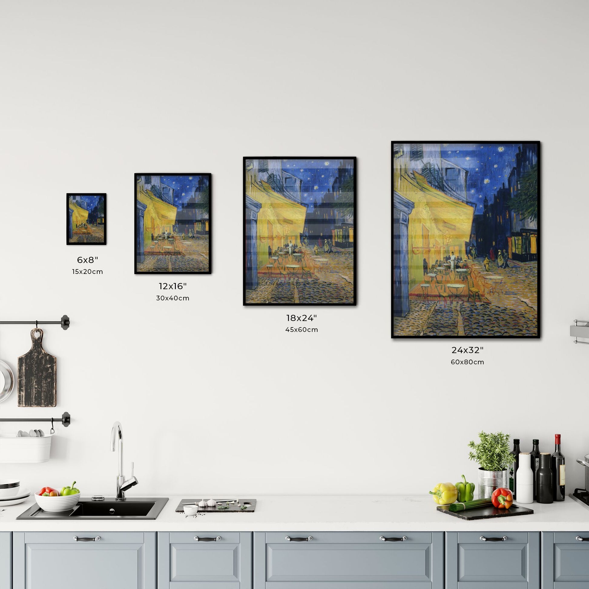 Café Terrace at Night by Vincent van Gogh Size Chart