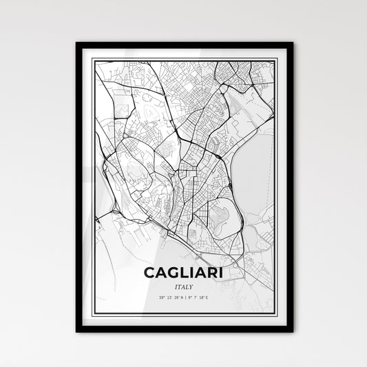 Cagliari Italy - Scandinavian Style City Map for Modern Home Decor