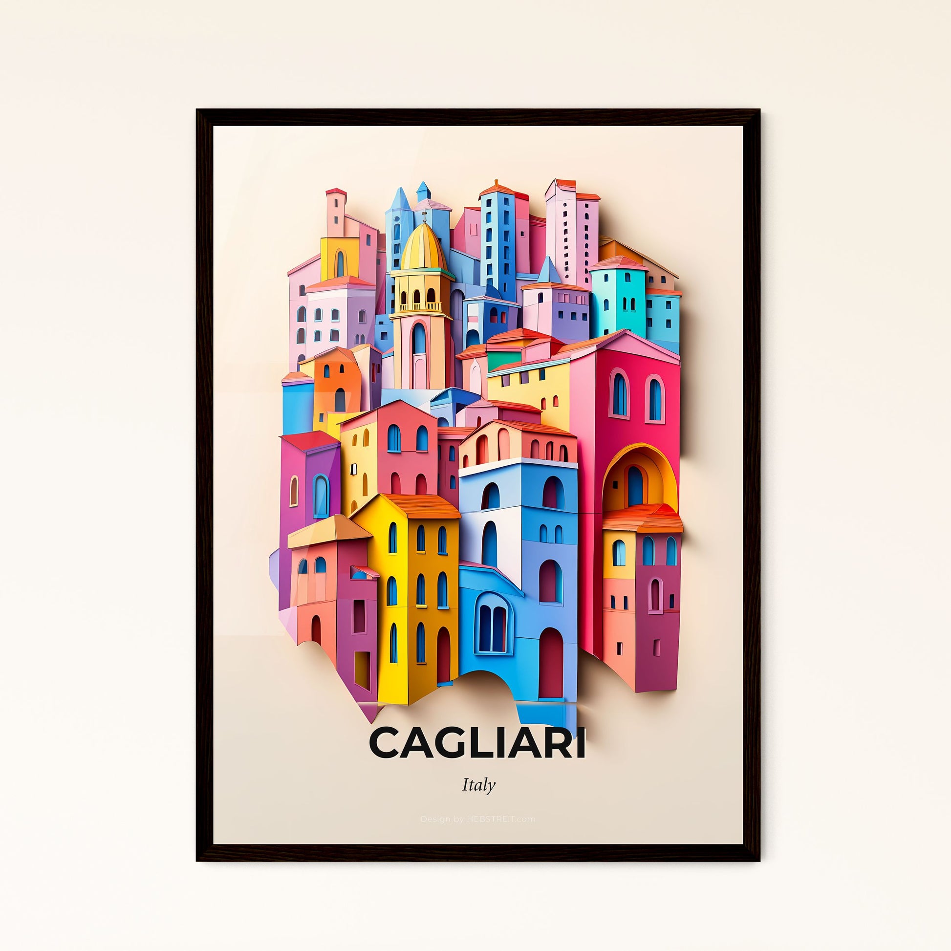 Vivid Cagliari, Italy - a colorful city with a clock on the top of it