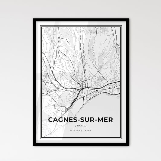 Cagnes-sur-Mer France - Scandinavian Style City Map for Modern Home Decor