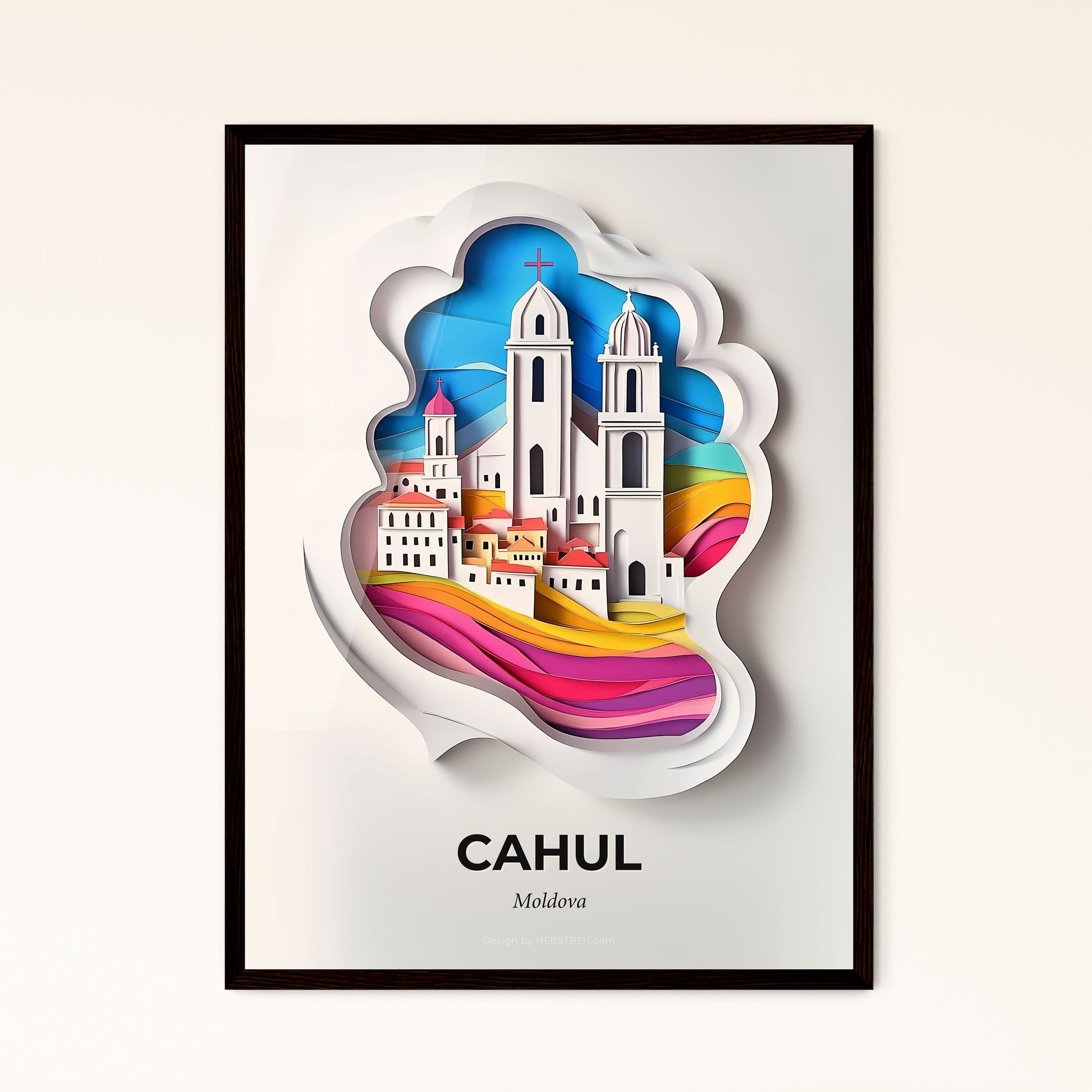 Vivid Cahul, Moldova - a paper cut of a city with a rainbow wave