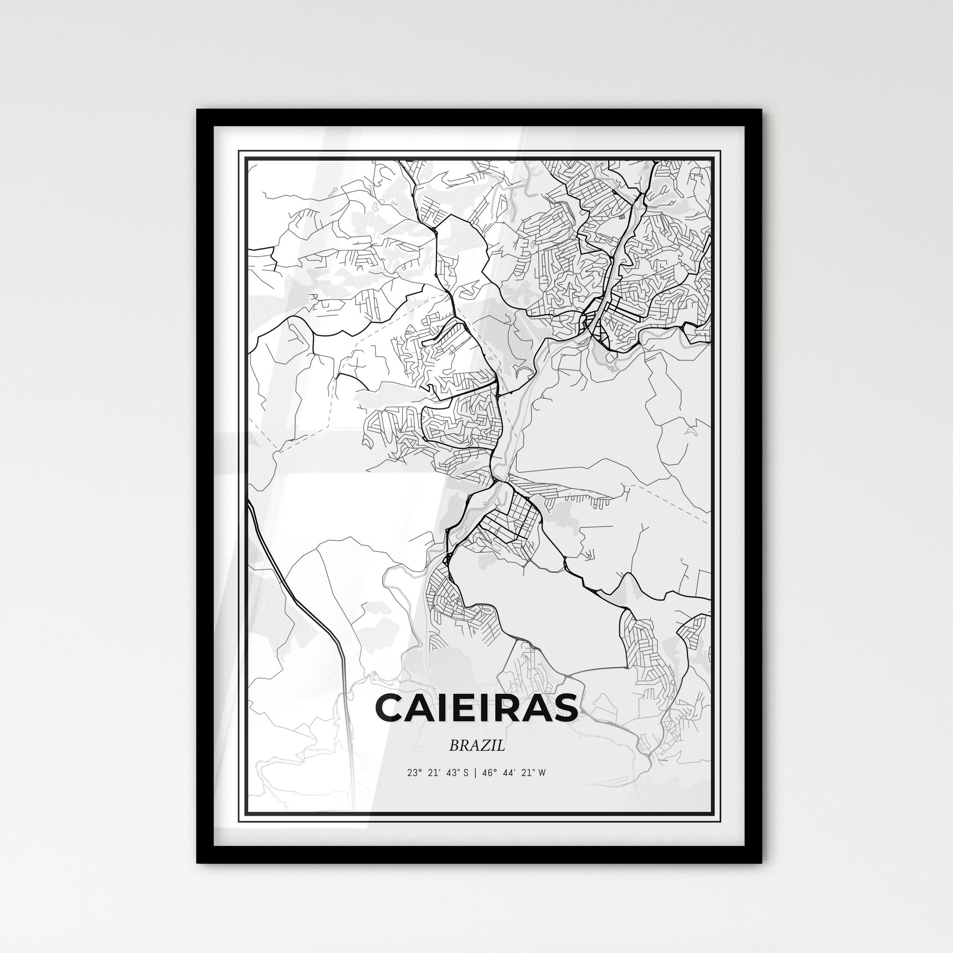 Caieiras Brazil - Scandinavian Style City Map for Modern Home Decor