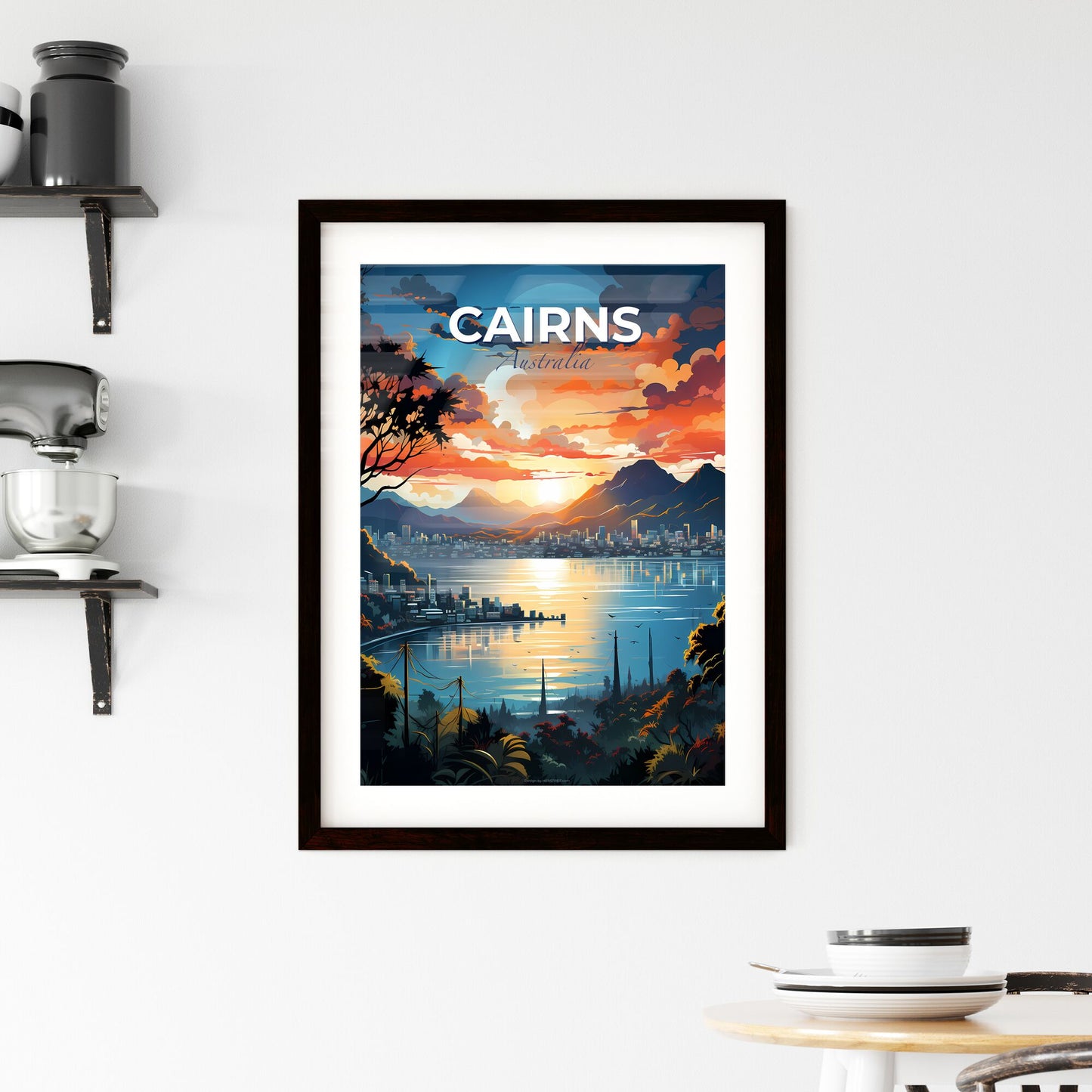 Cairns Australia Cityscape Painting - Vibrant Aerial View of Urban Skyline on Lake Default Title