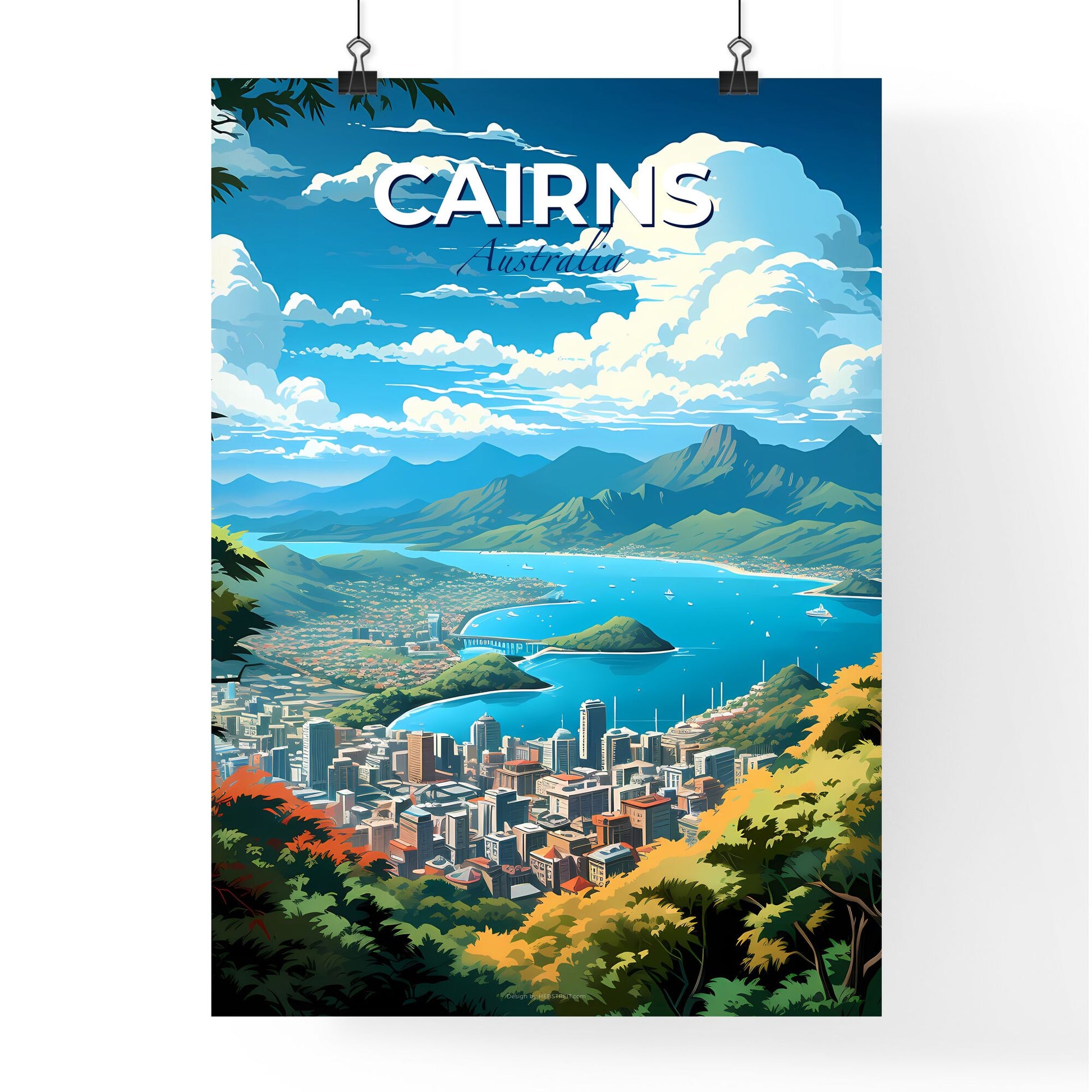 Cairns Australia Skyline Cityscape Landscape Vibrant Modern Painting City Art Default Title