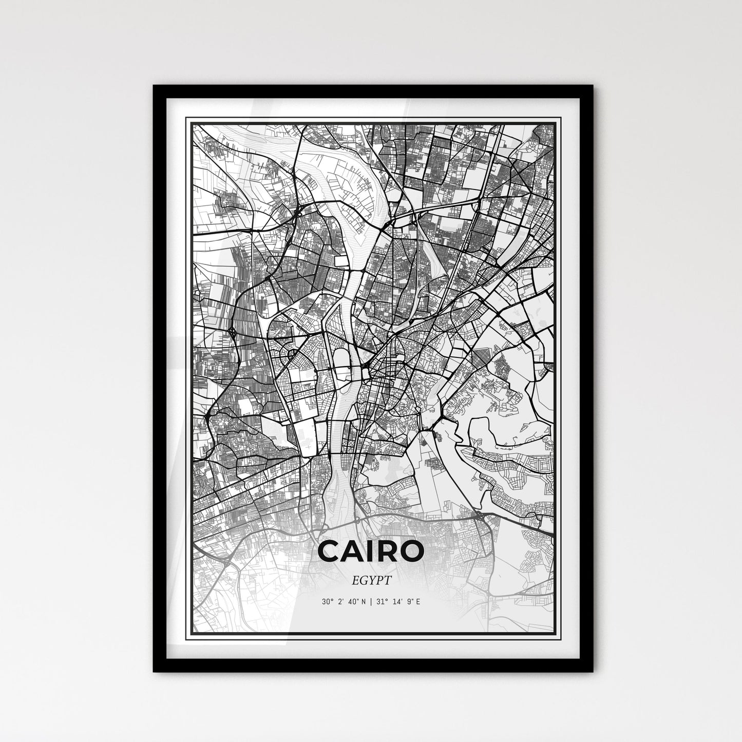 Cairo Egypt - Scandinavian Style City Map for Modern Home Decor