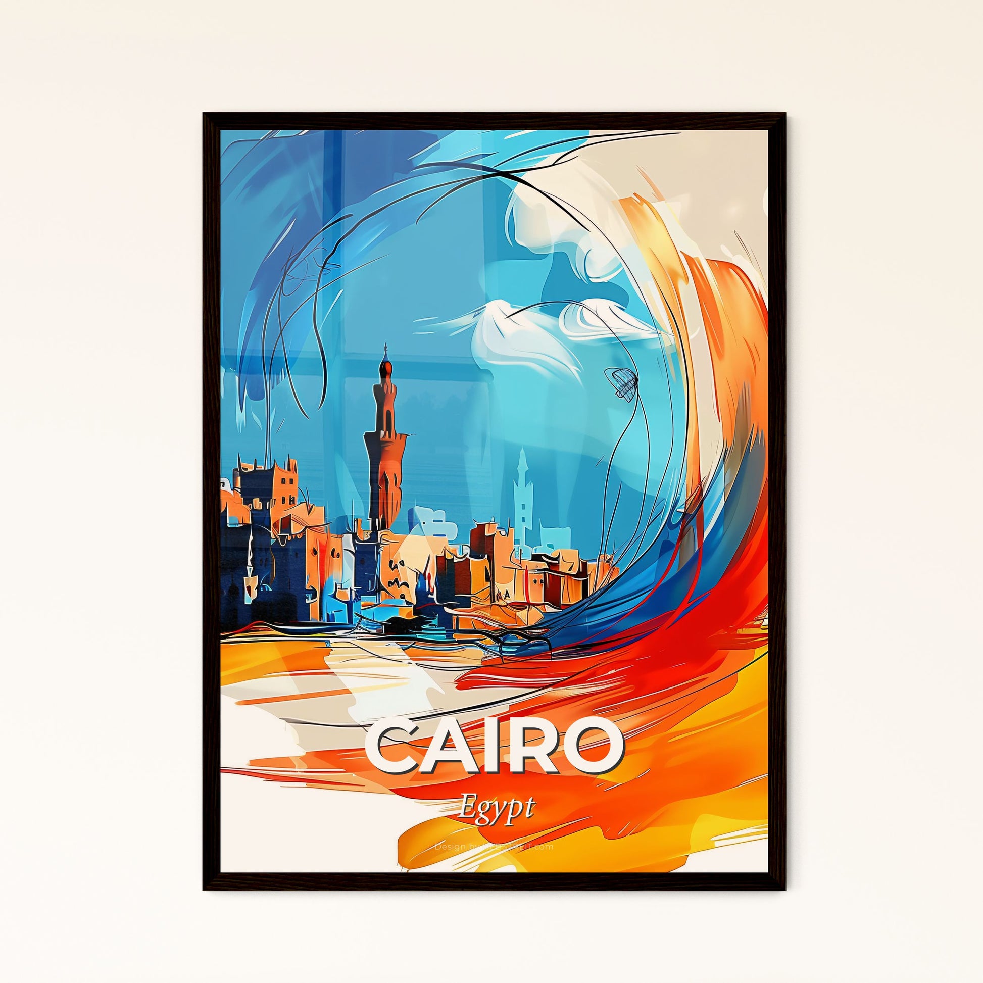 Vibrant Cairo, Egypt - A Painting Of A City