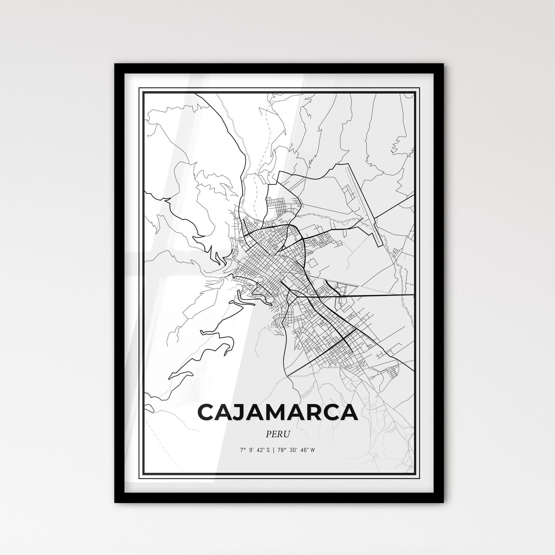 Cajamarca Peru - Scandinavian Style City Map for Modern Home Decor