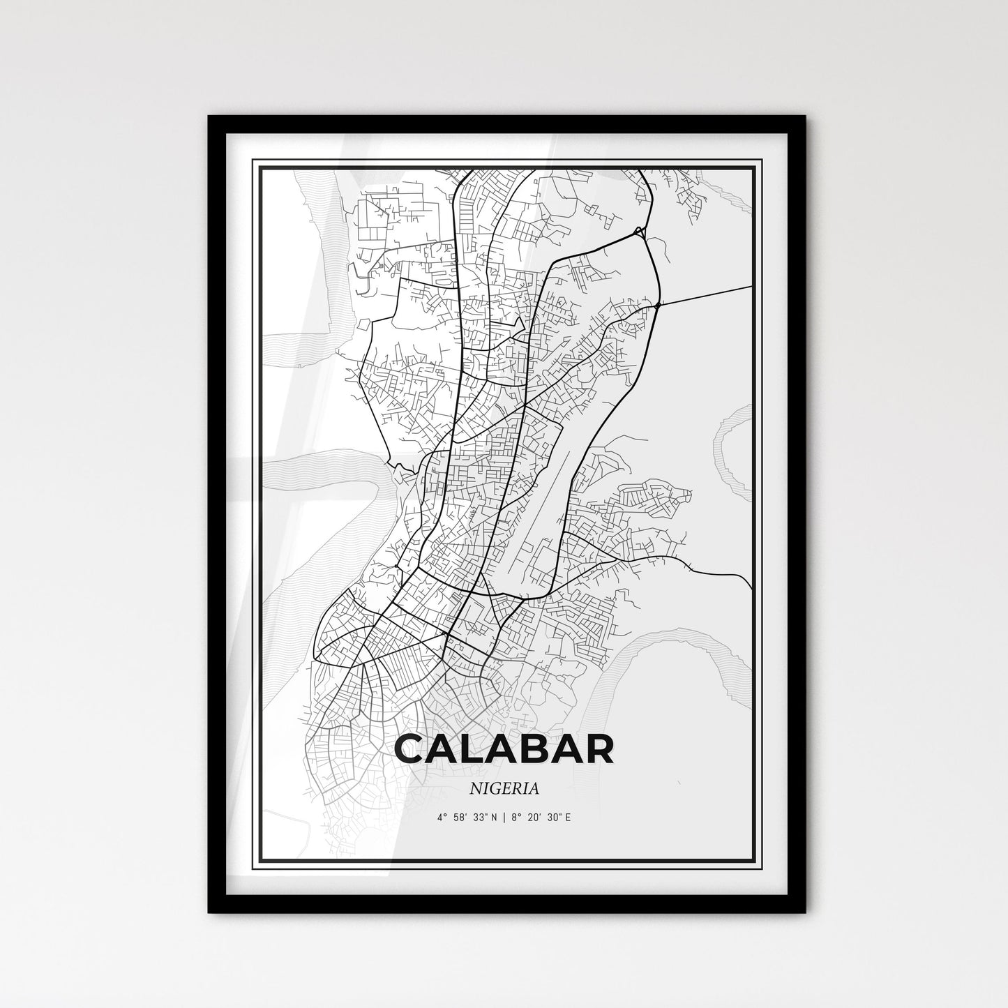 Calabar Nigeria - Scandinavian Style City Map for Modern Home Decor