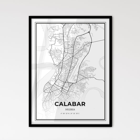 Calabar Nigeria - Scandinavian Style City Map for Modern Home Decor