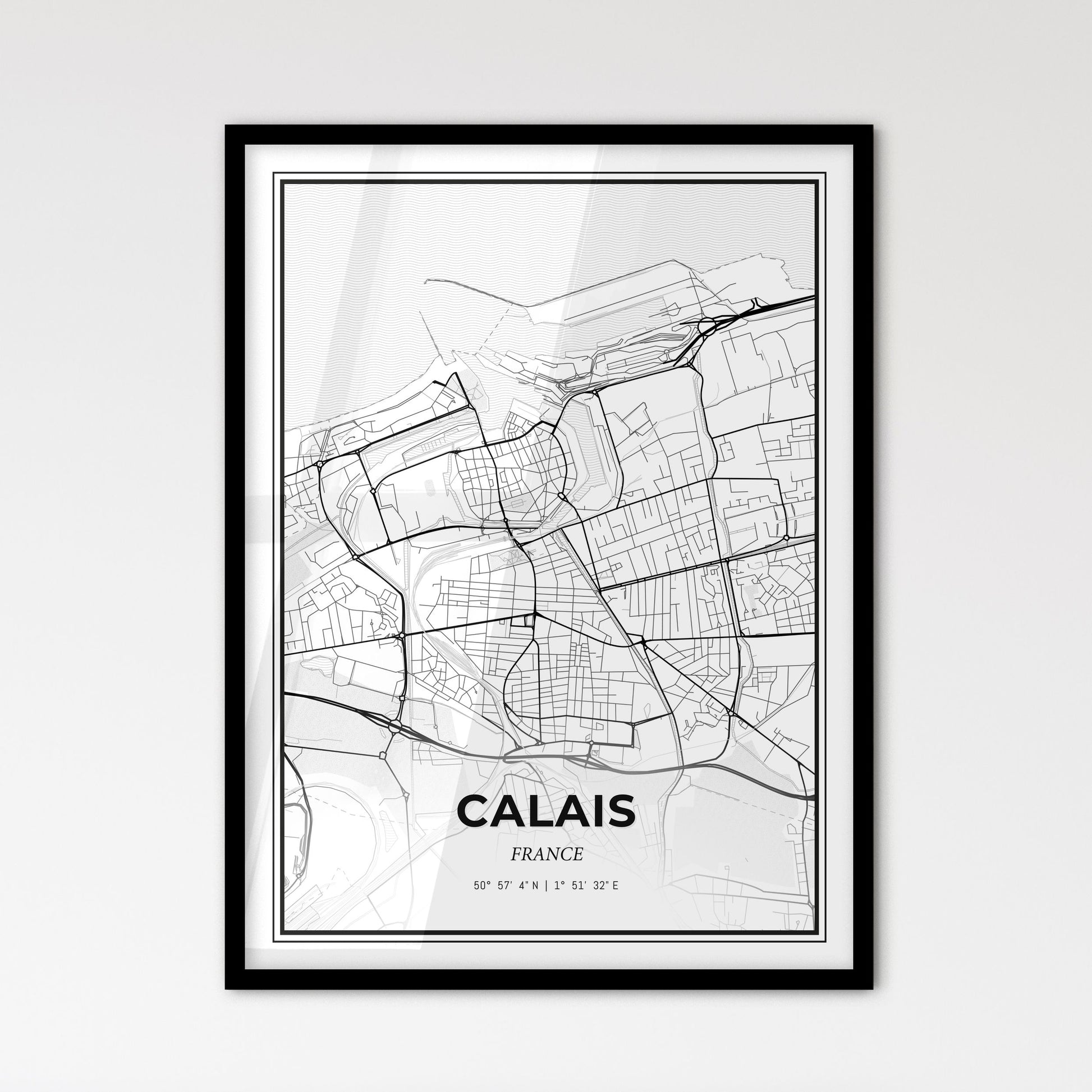 Calais France - Scandinavian Style City Map for Modern Home Decor