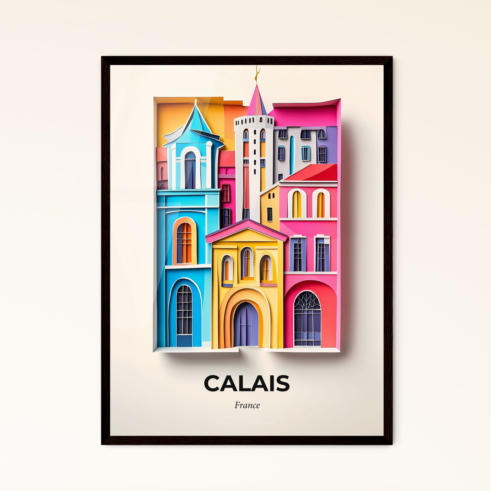 Vivid Calais, France - a city with a clock tower