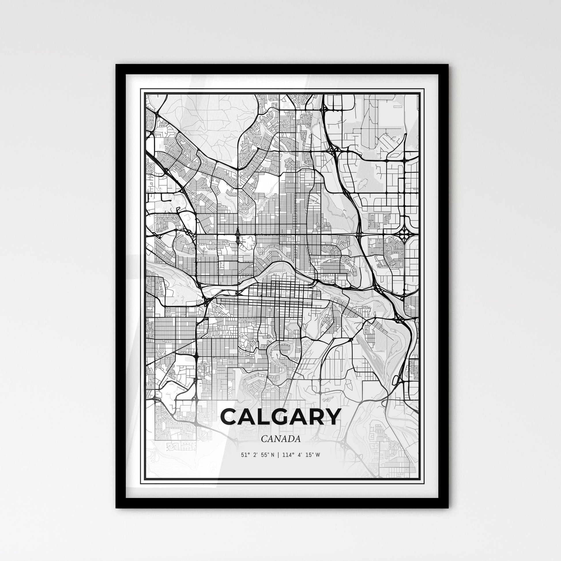 Calgary Canada - Scandinavian Style City Map for Modern Home Decor