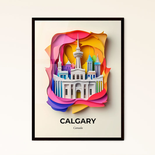 Vivid Calgary, Canada - a paper cut of a building with a tower