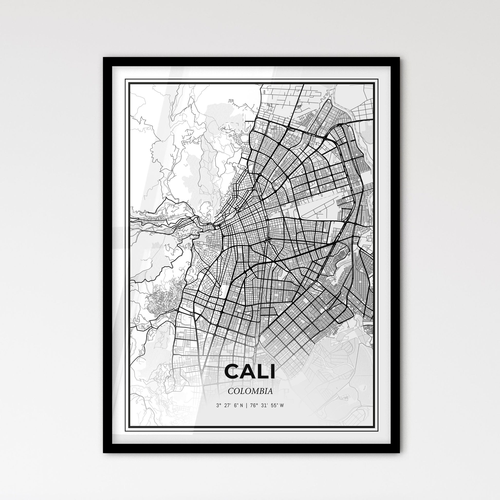 Cali Colombia - Scandinavian Style City Map for Modern Home Decor