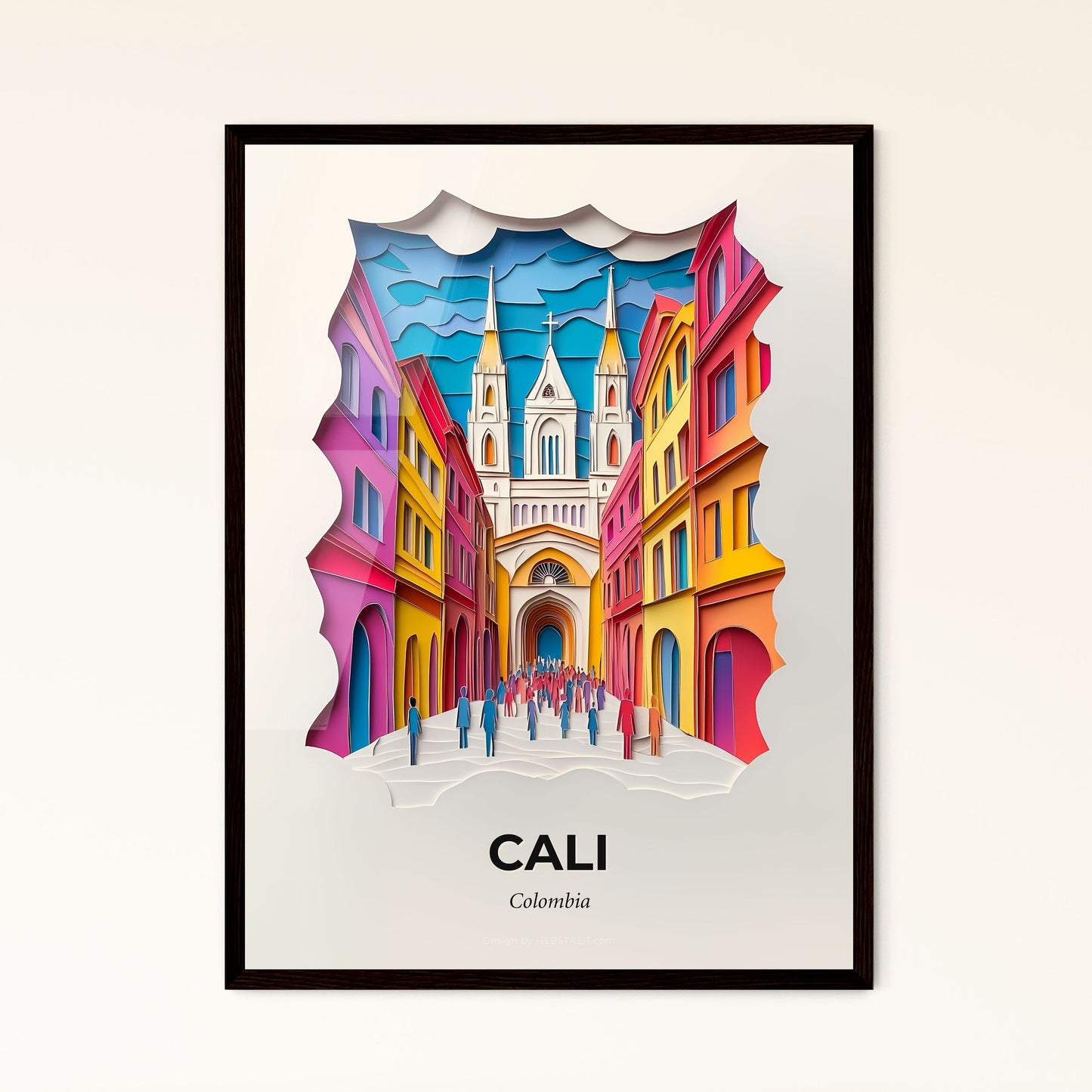 Vivid Cali, Colombia - a paper cut of a city street with a church