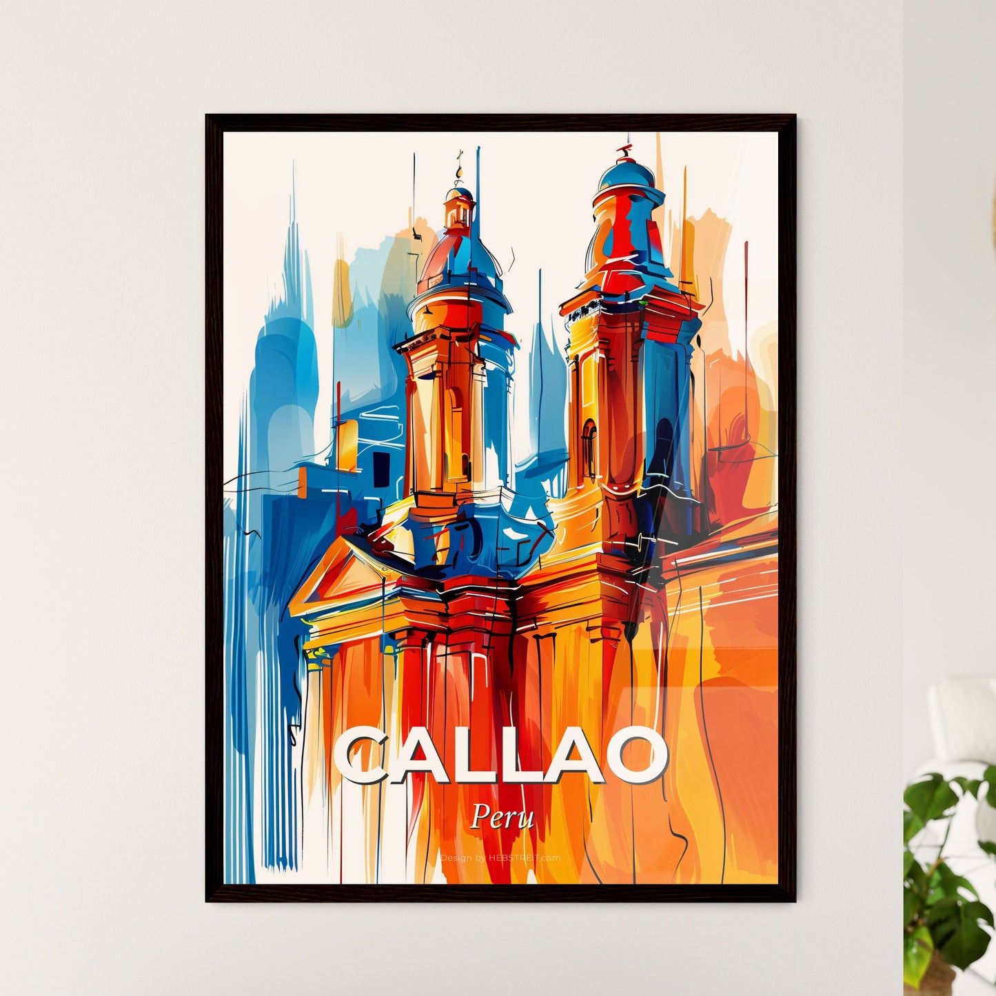 Vibrant Callao, Peru - A Painting Of A Building With Towers