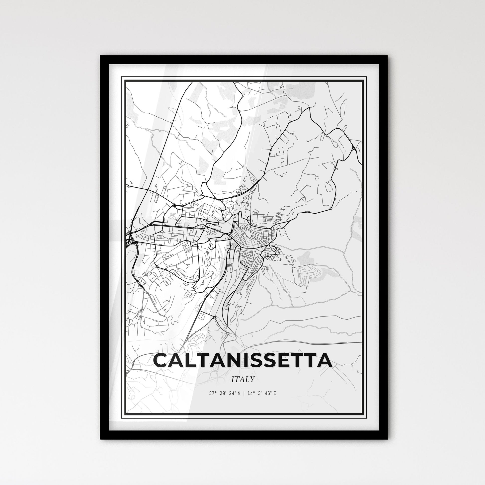 Caltanissetta Italy - Scandinavian Style City Map for Modern Home Decor