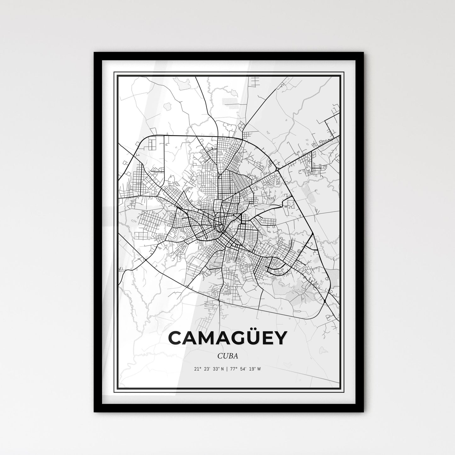 Camagüey Cuba - Scandinavian Style City Map for Modern Home Decor