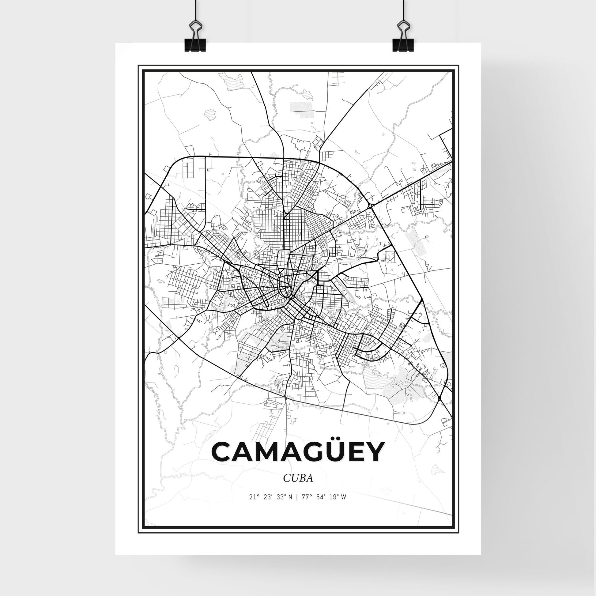 Camagüey Cuba - Premium City Map Poster