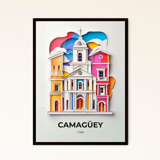 Vivid Camagüey, Cuba - a church with a rainbow flag flying in the sky