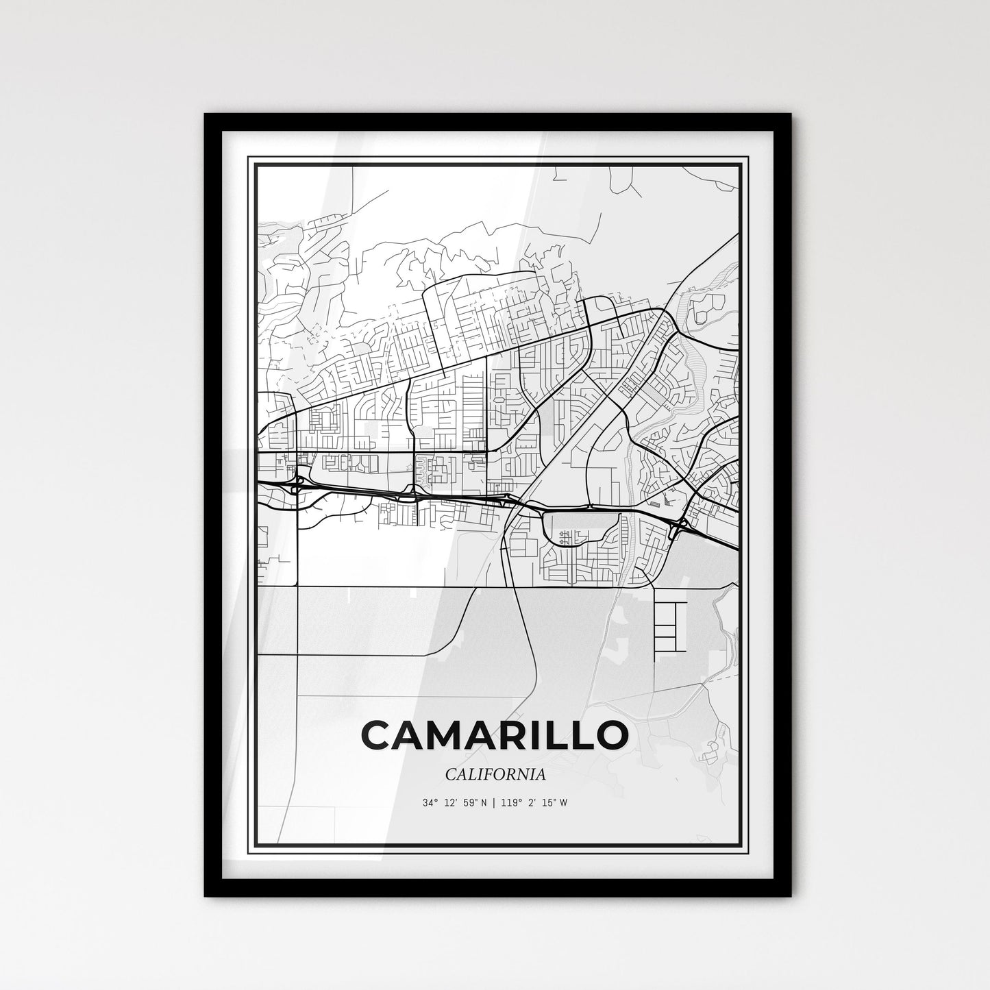 Camarillo California - Scandinavian Style City Map for Modern Home Decor