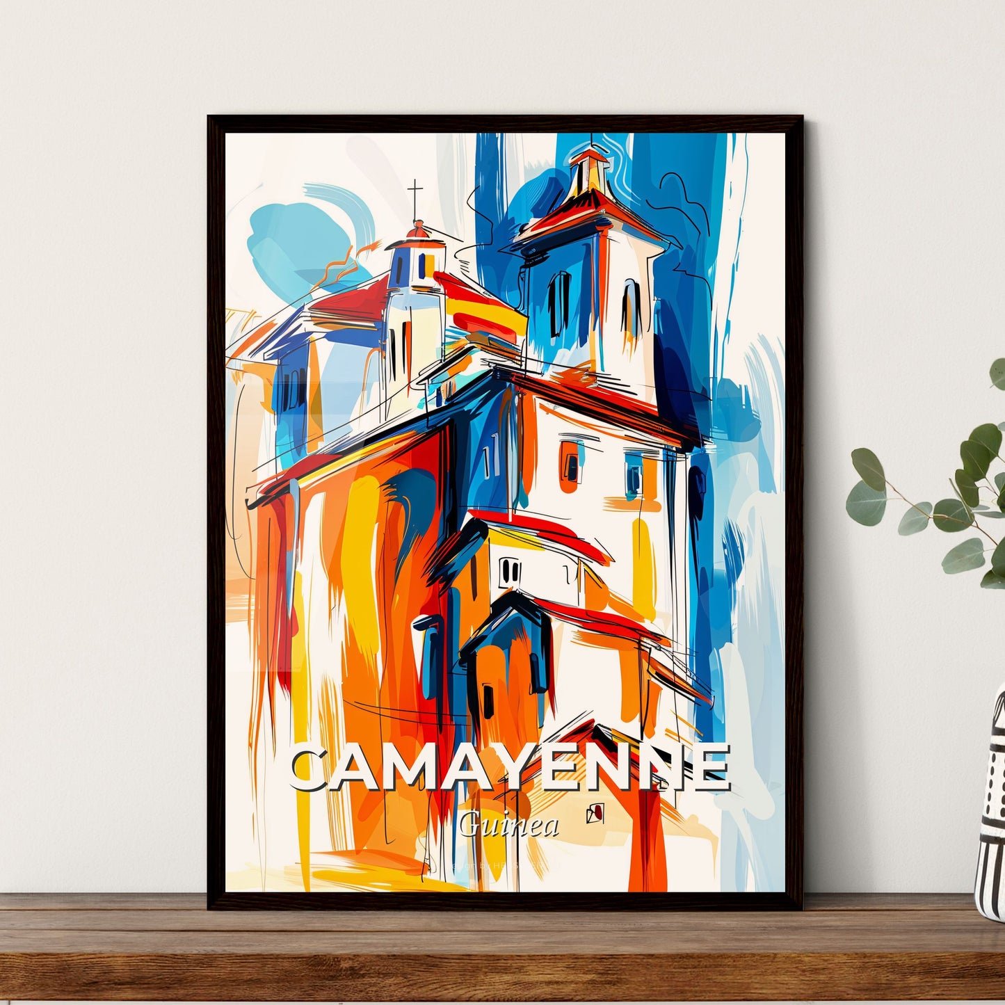 Vibrant Camayenne, Guinea - A Painting Of A Building