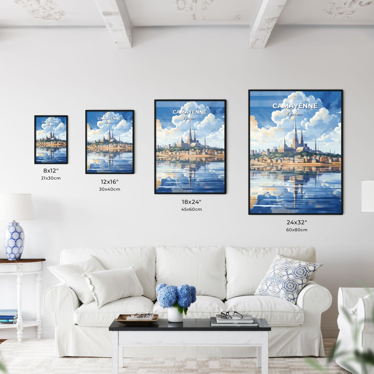 Vibrant Camayenne City Skyline Painting with Tall Spires and River Default Title