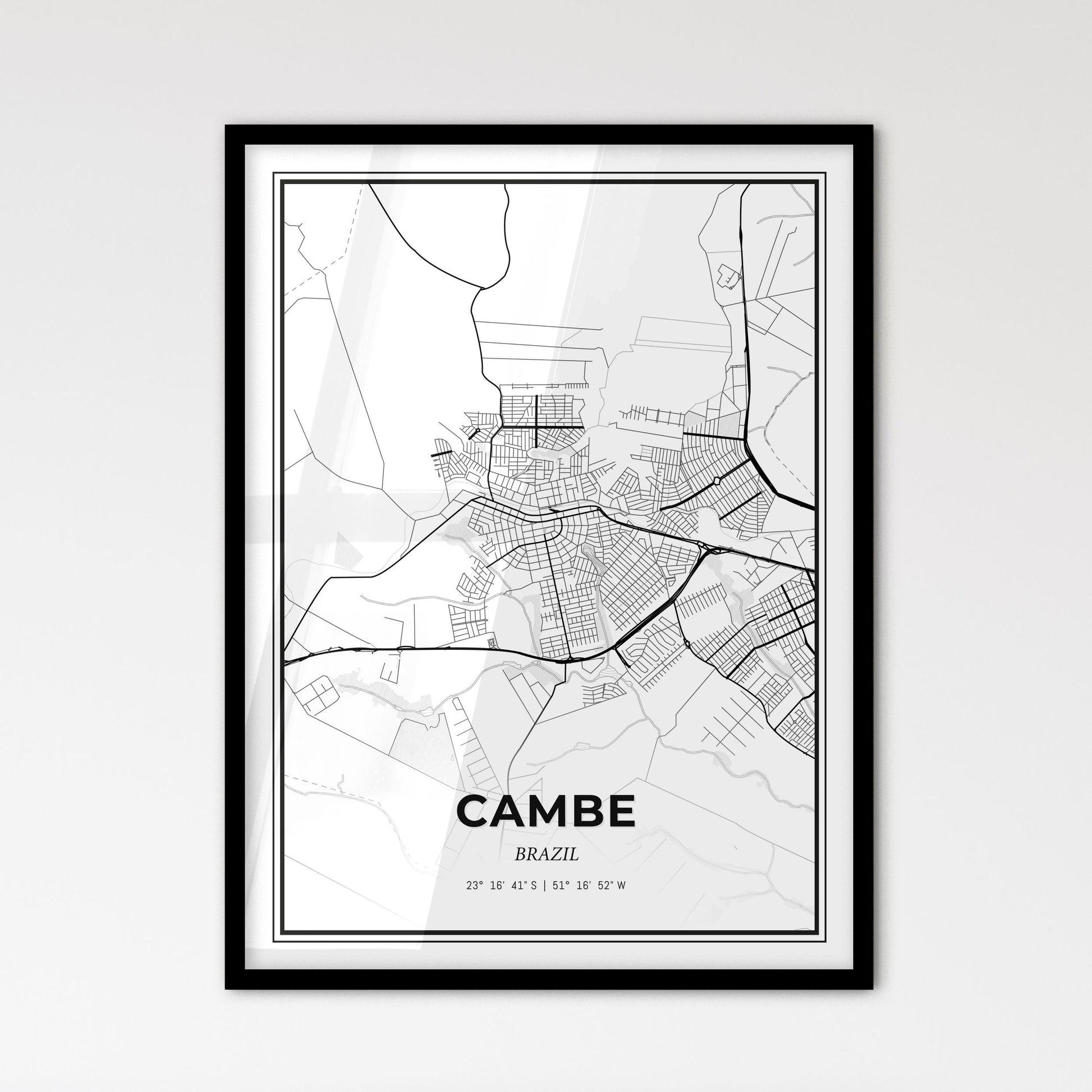 Cambe Brazil - Scandinavian Style City Map for Modern Home Decor