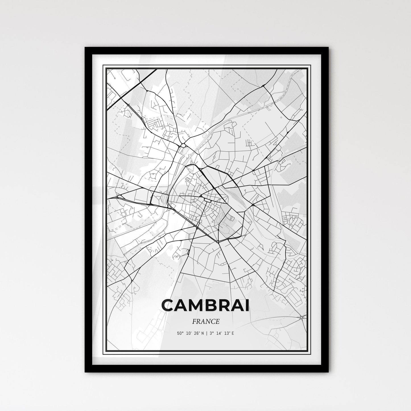 Cambrai France - Scandinavian Style City Map for Modern Home Decor