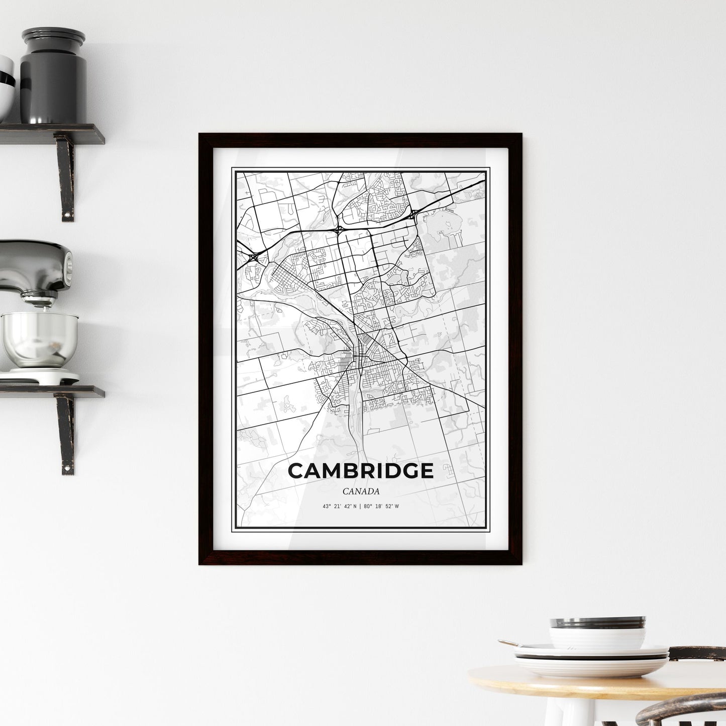 Cambridge Canada - Minimal City Map