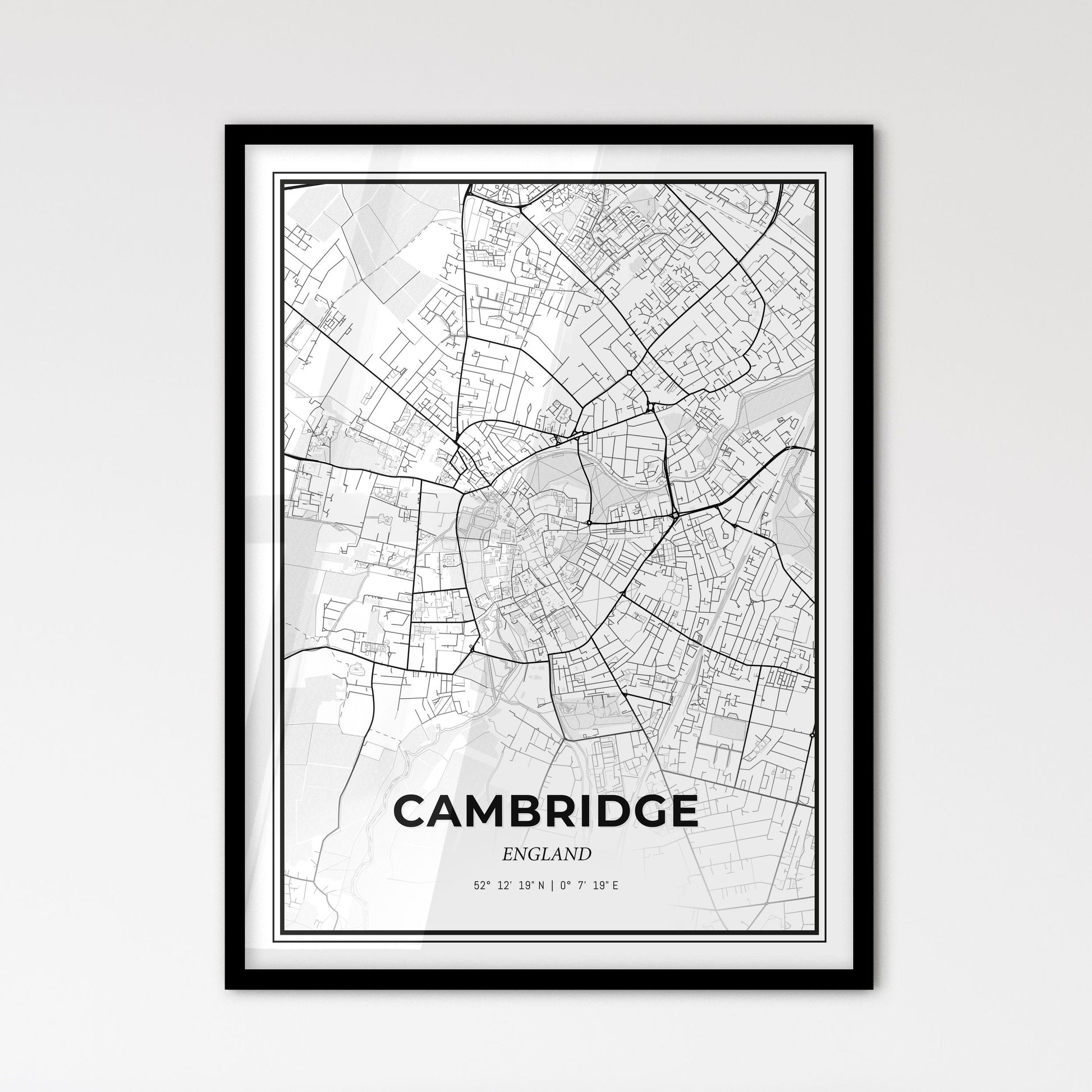 Cambridge England - Scandinavian Style City Map for Modern Home Decor