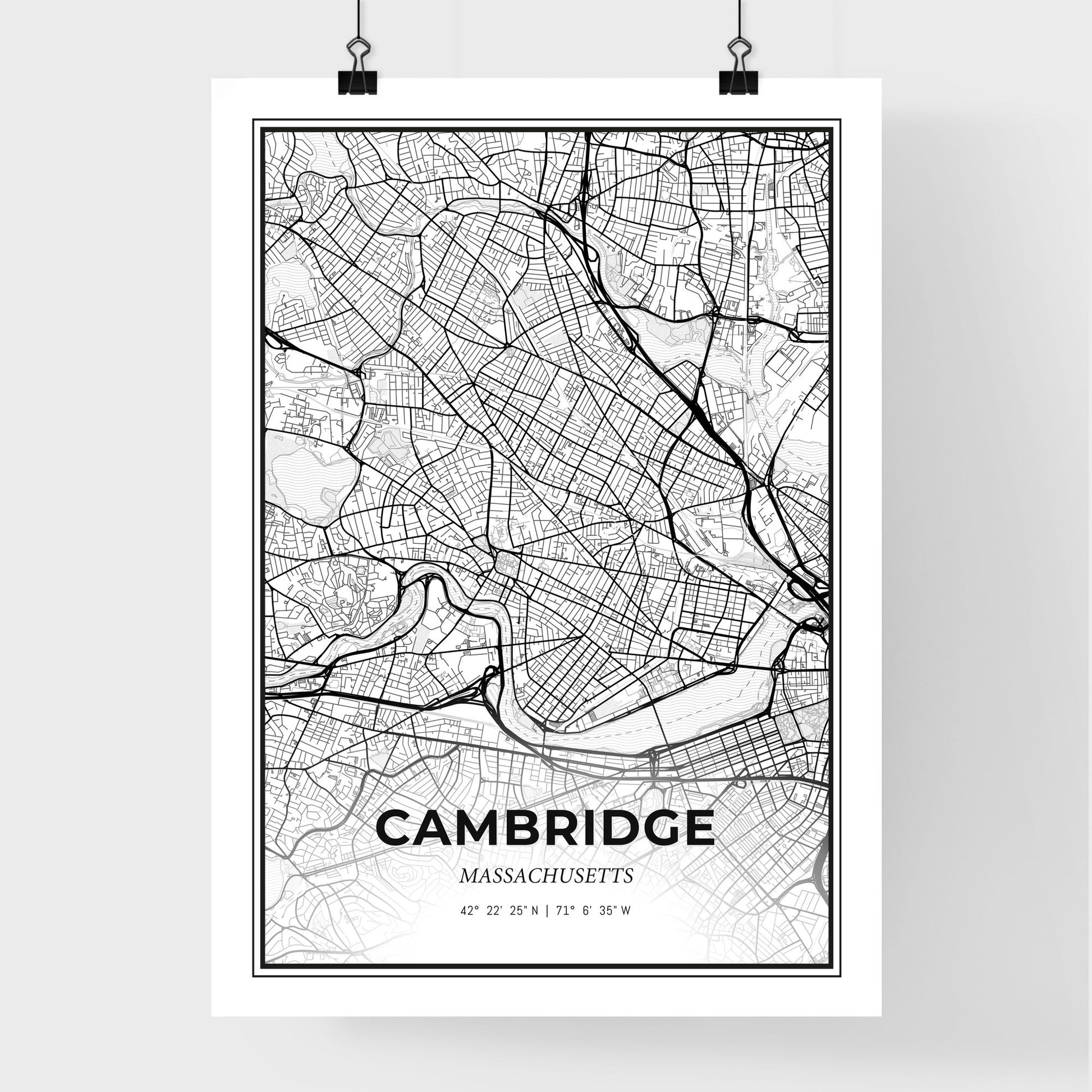 Cambridge Massachusetts - Premium City Map Poster