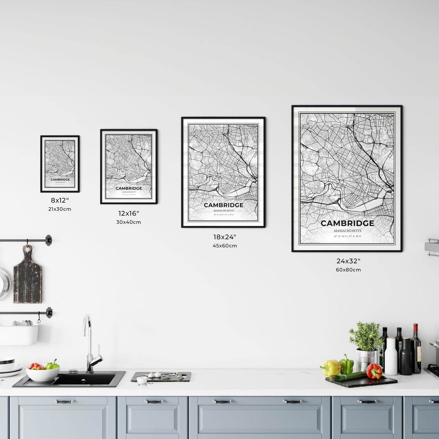 Cambridge Massachusetts - Customizable Modern City Map