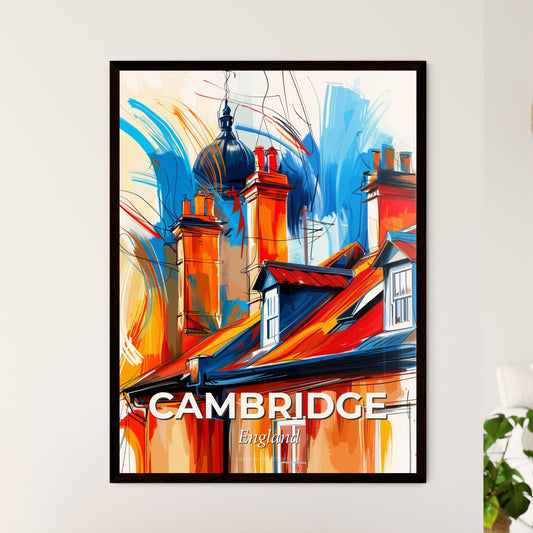 Vibrant Cambridge, England - A Painting Of A Building With Chimneys