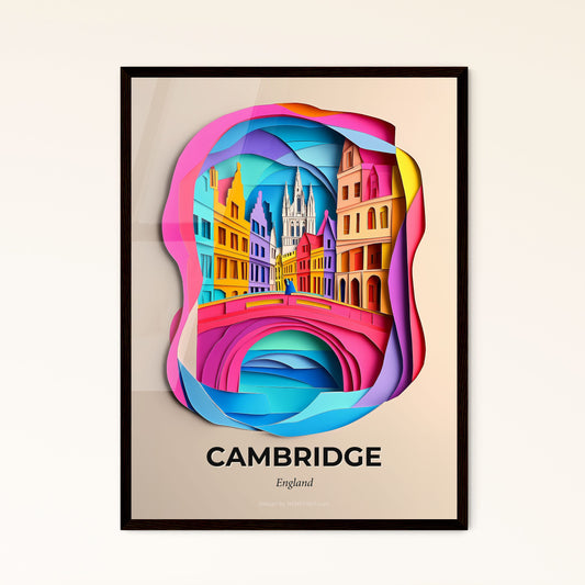 Vivid Cambridge, England - a paper cut of a city with a bridge