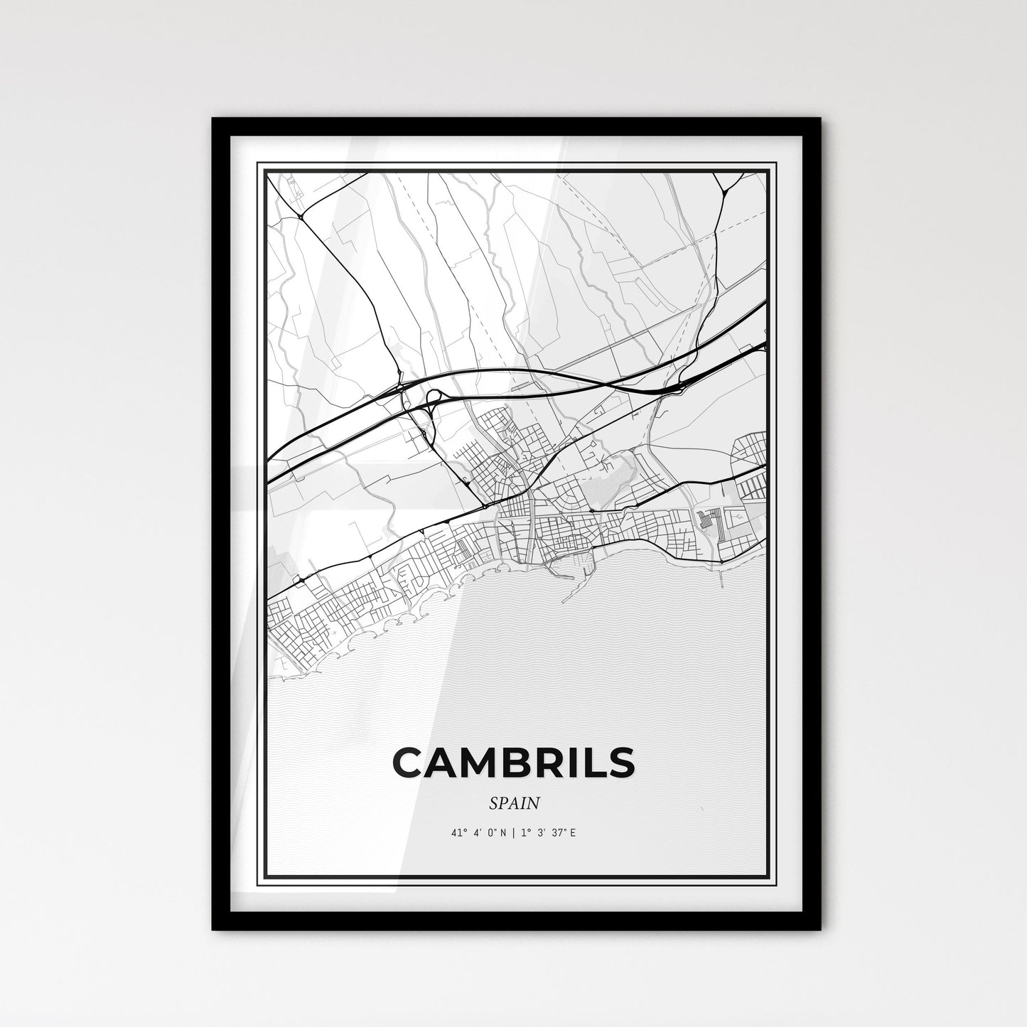 Cambrils Spain - Scandinavian Style City Map for Modern Home Decor