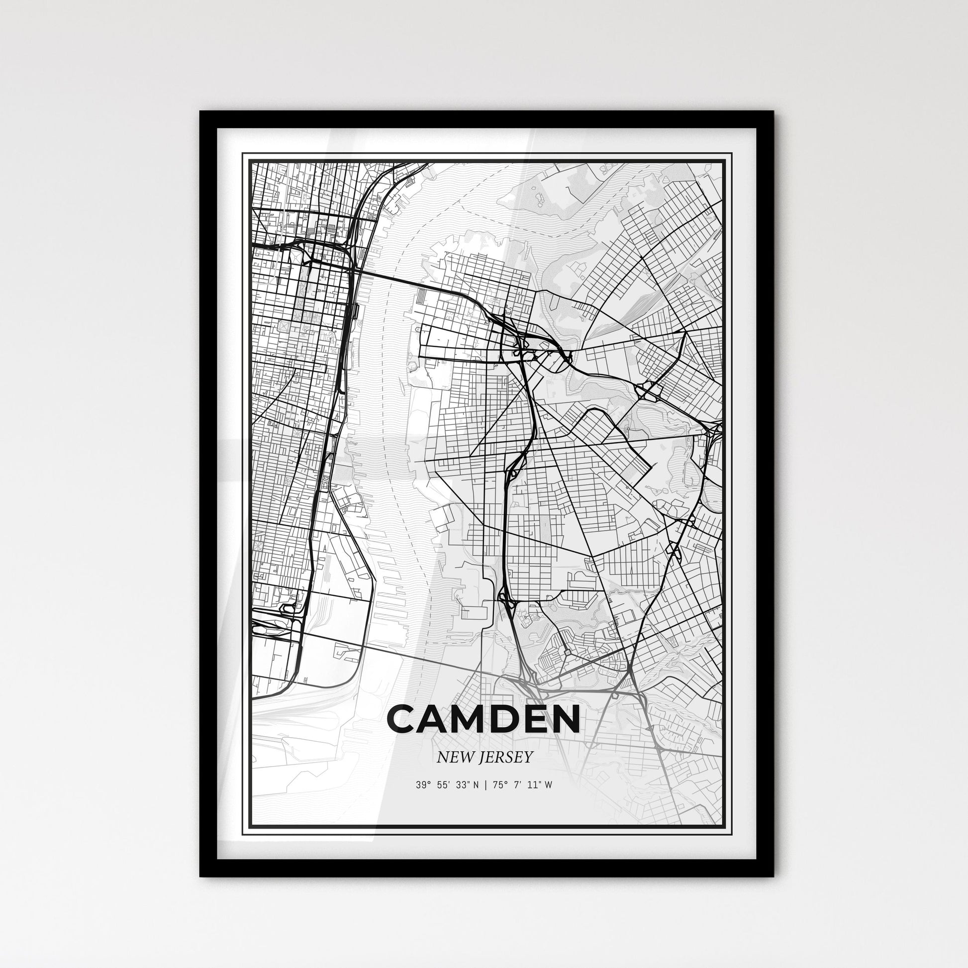 Camden New Jersey - Scandinavian Style City Map for Modern Home Decor