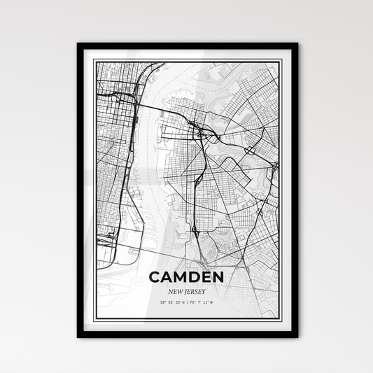 Camden New Jersey - Scandinavian Style City Map for Modern Home Decor