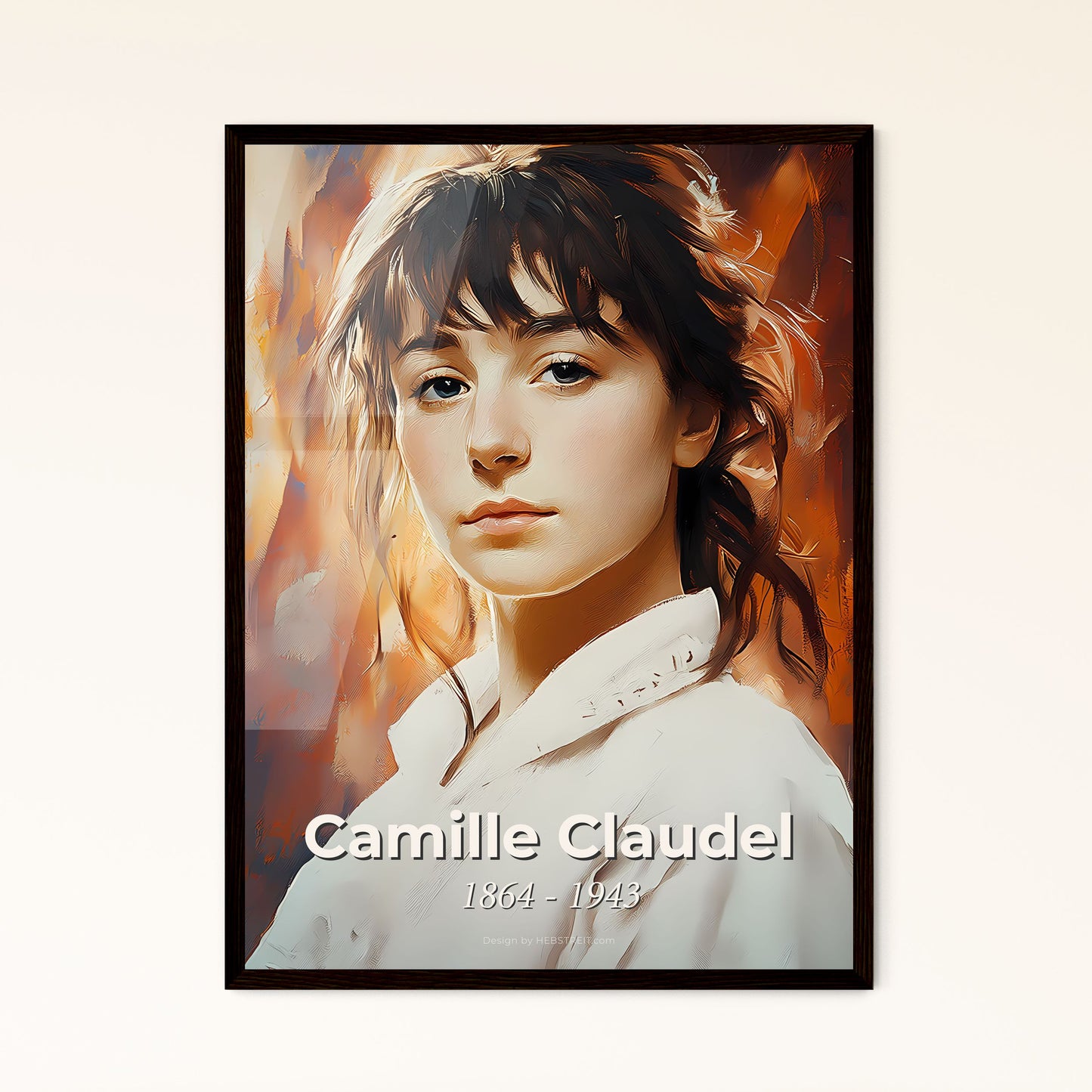 Portrait of Camille Claudel, 1864 - 1943. Impressionistic painting of a woman with brown hair.