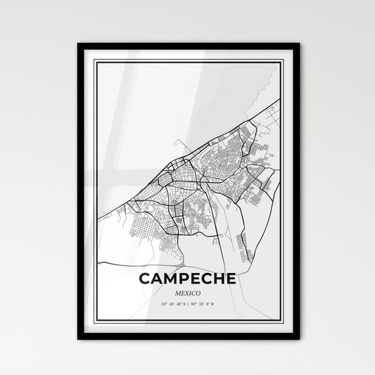 Campeche Mexico - Scandinavian Style City Map for Modern Home Decor