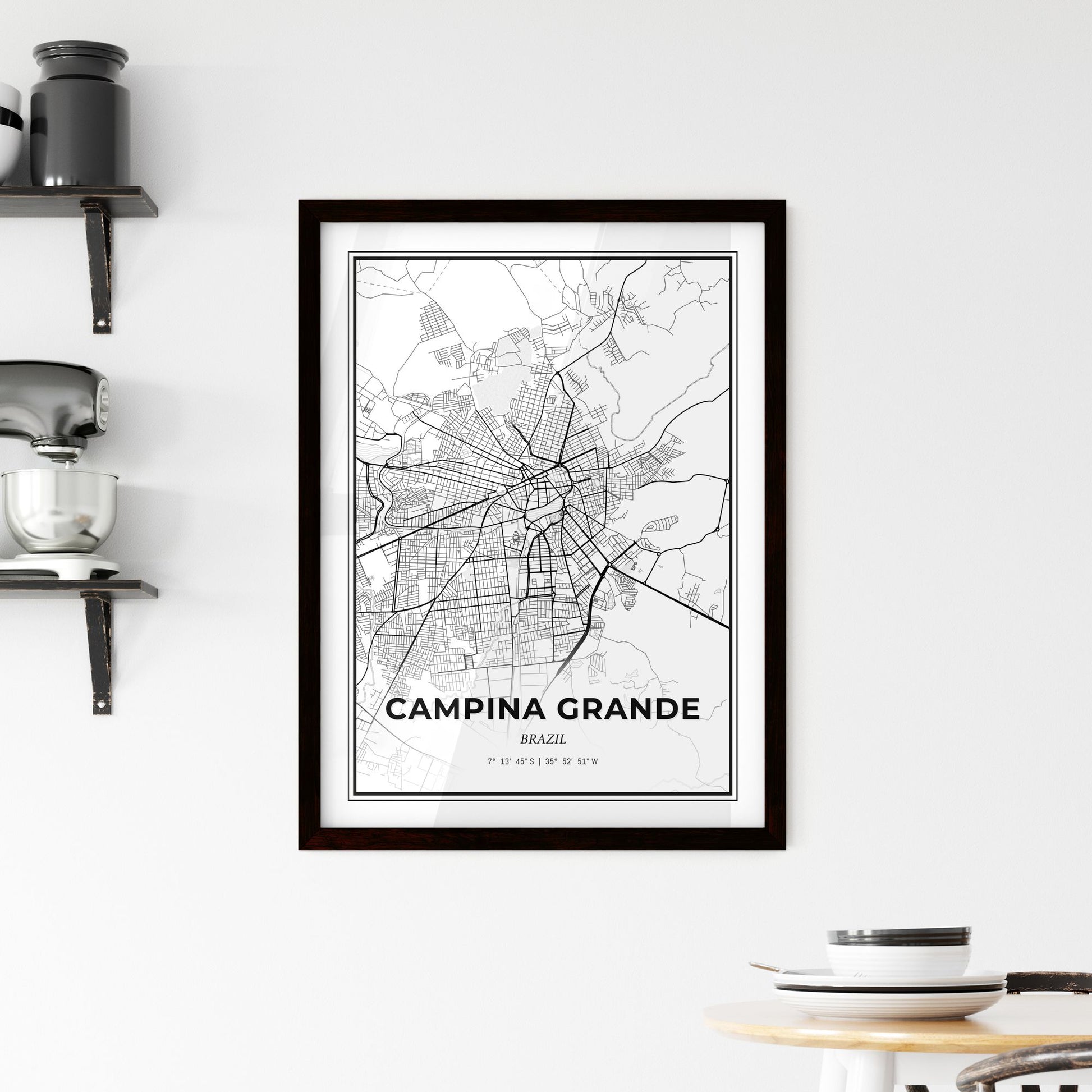 Campina Grande Brazil - Minimal City Map