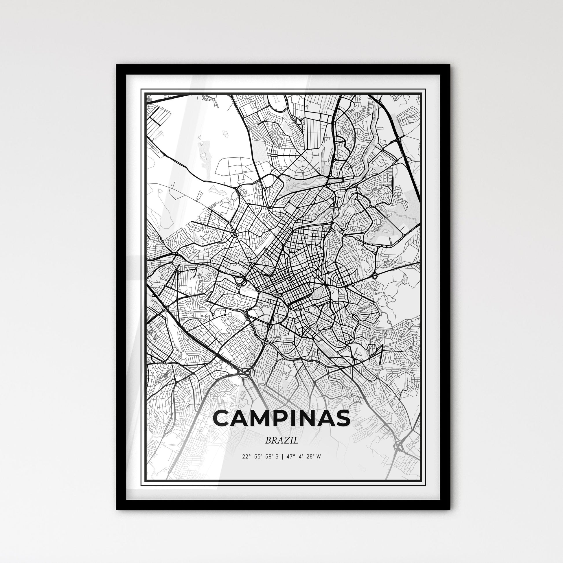 Campinas Brazil - Scandinavian Style City Map for Modern Home Decor