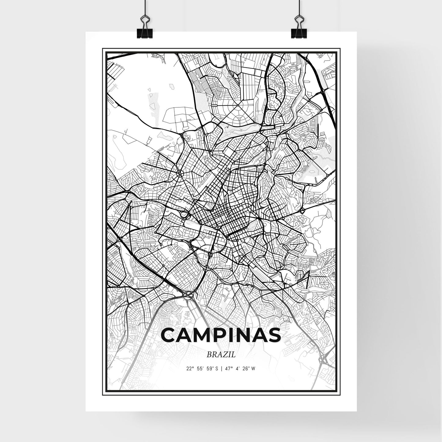 Campinas Brazil - Premium City Map Poster