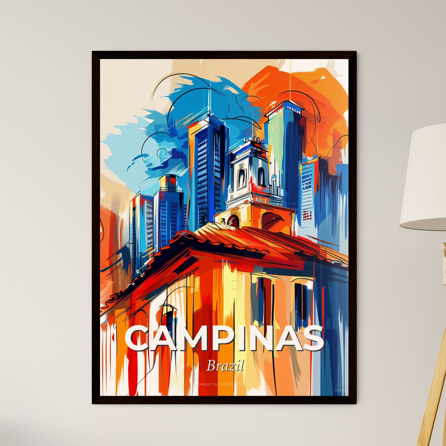 Vibrant Campinas, Brazil - A Painting Of A Building With Tall Buildings