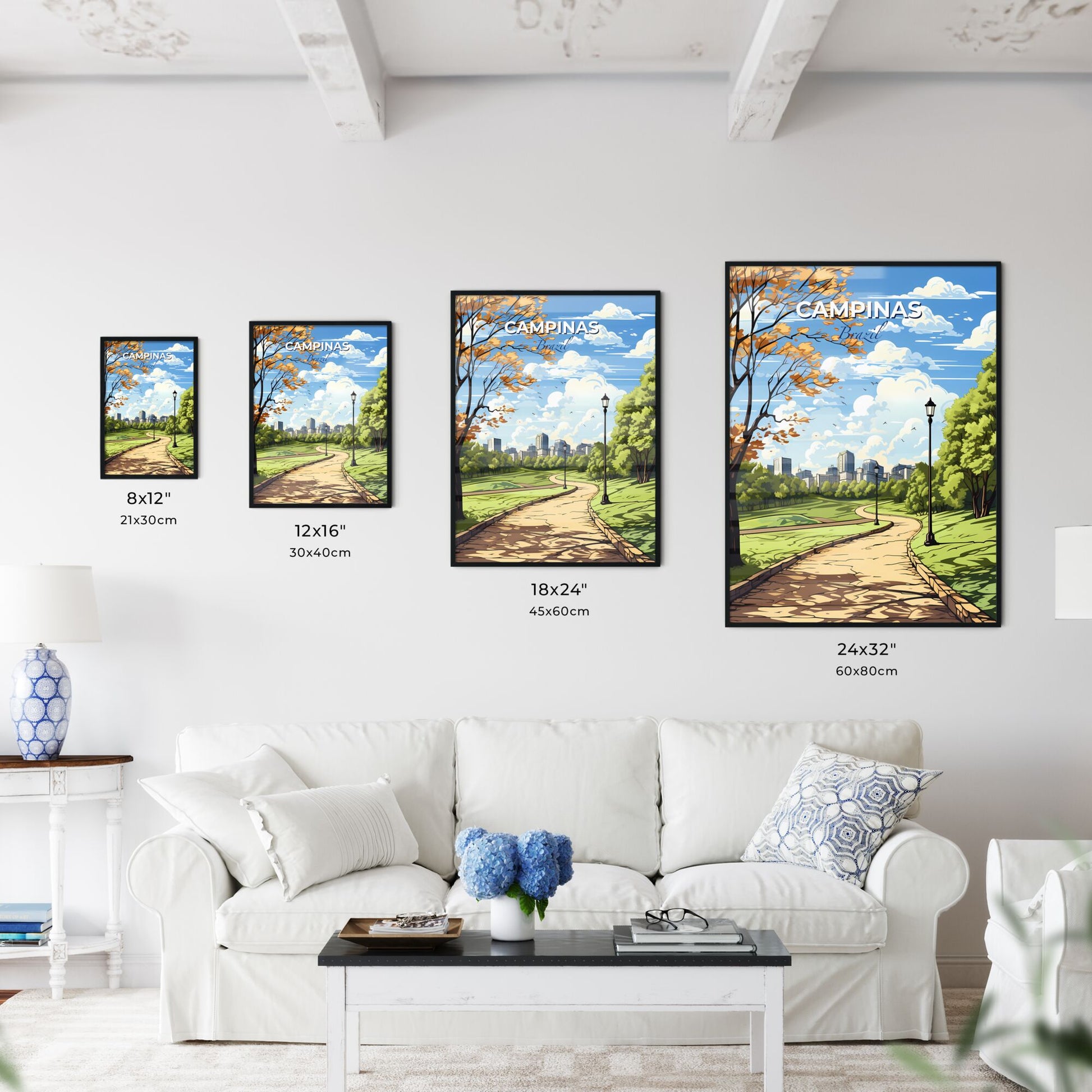 Park Path City Skyline Vibrant Painting Campinas Brazil Urban Art Travel Cityscape Default Title