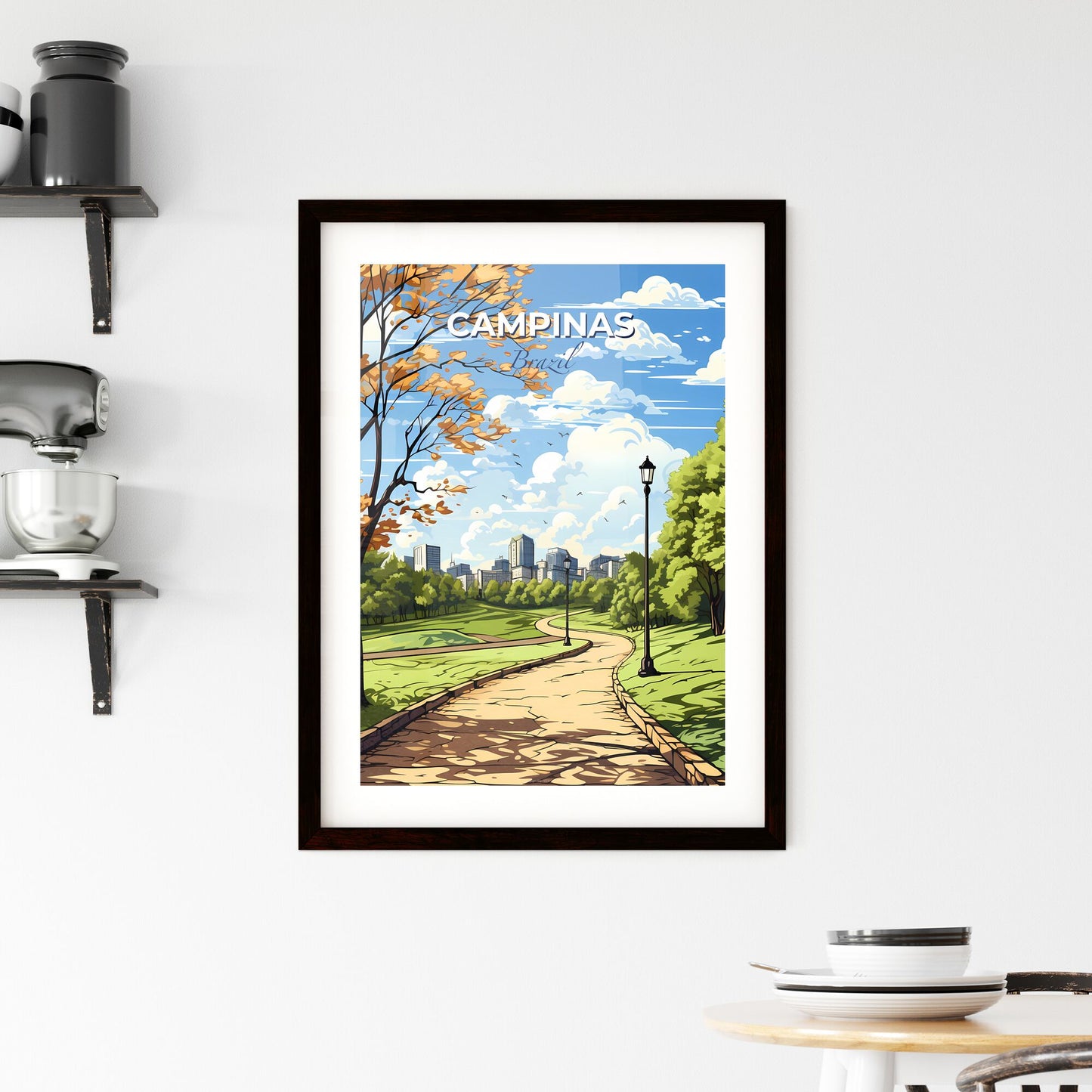 Park Path City Skyline Vibrant Painting Campinas Brazil Urban Art Travel Cityscape Default Title