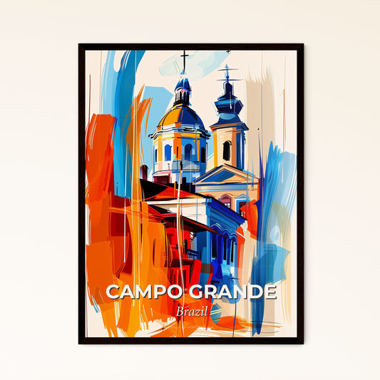 Vibrant Campo Grande, Brazil - A Painting Of A Building With A Cross On Top