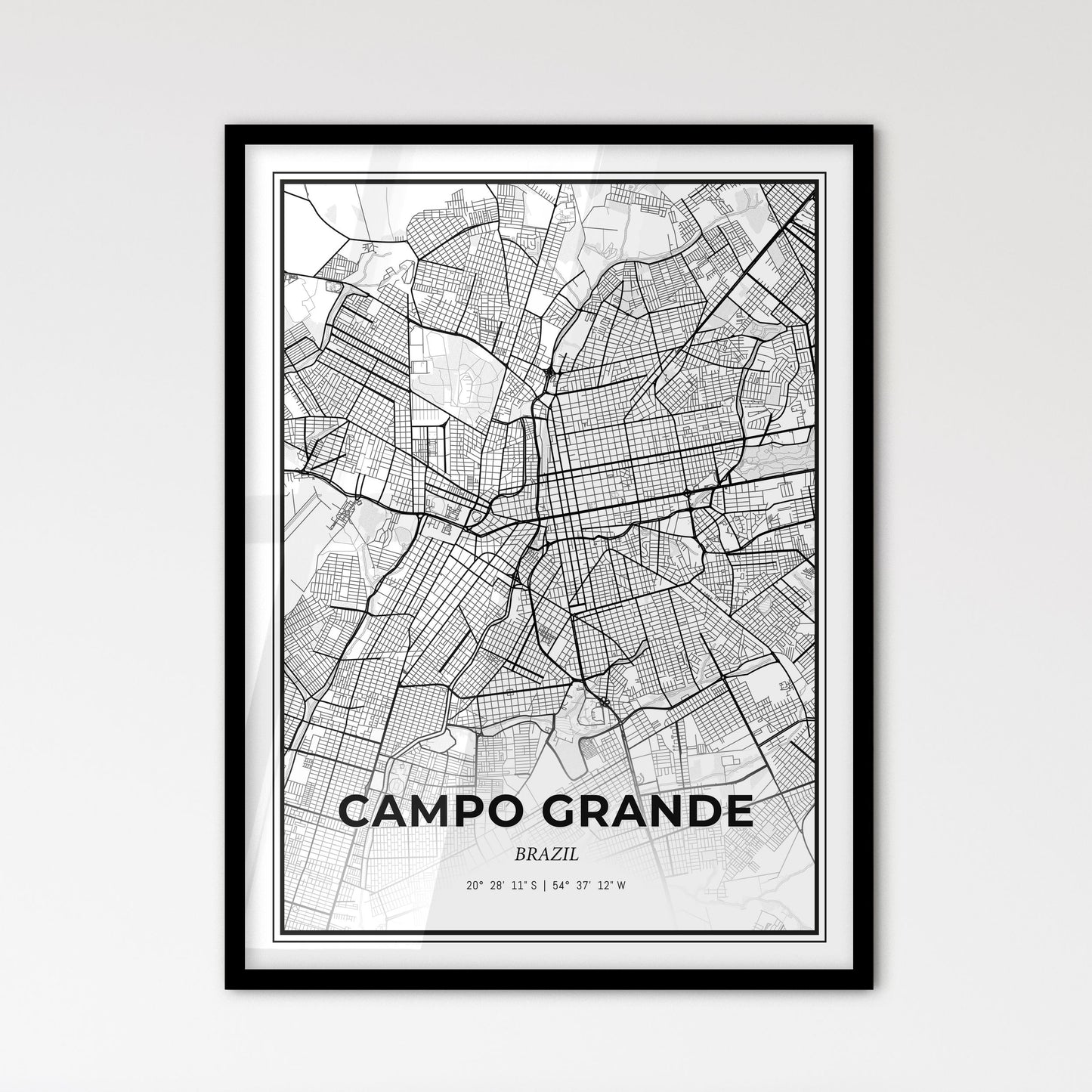 Campo Grande Brazil - Scandinavian Style City Map for Modern Home Decor