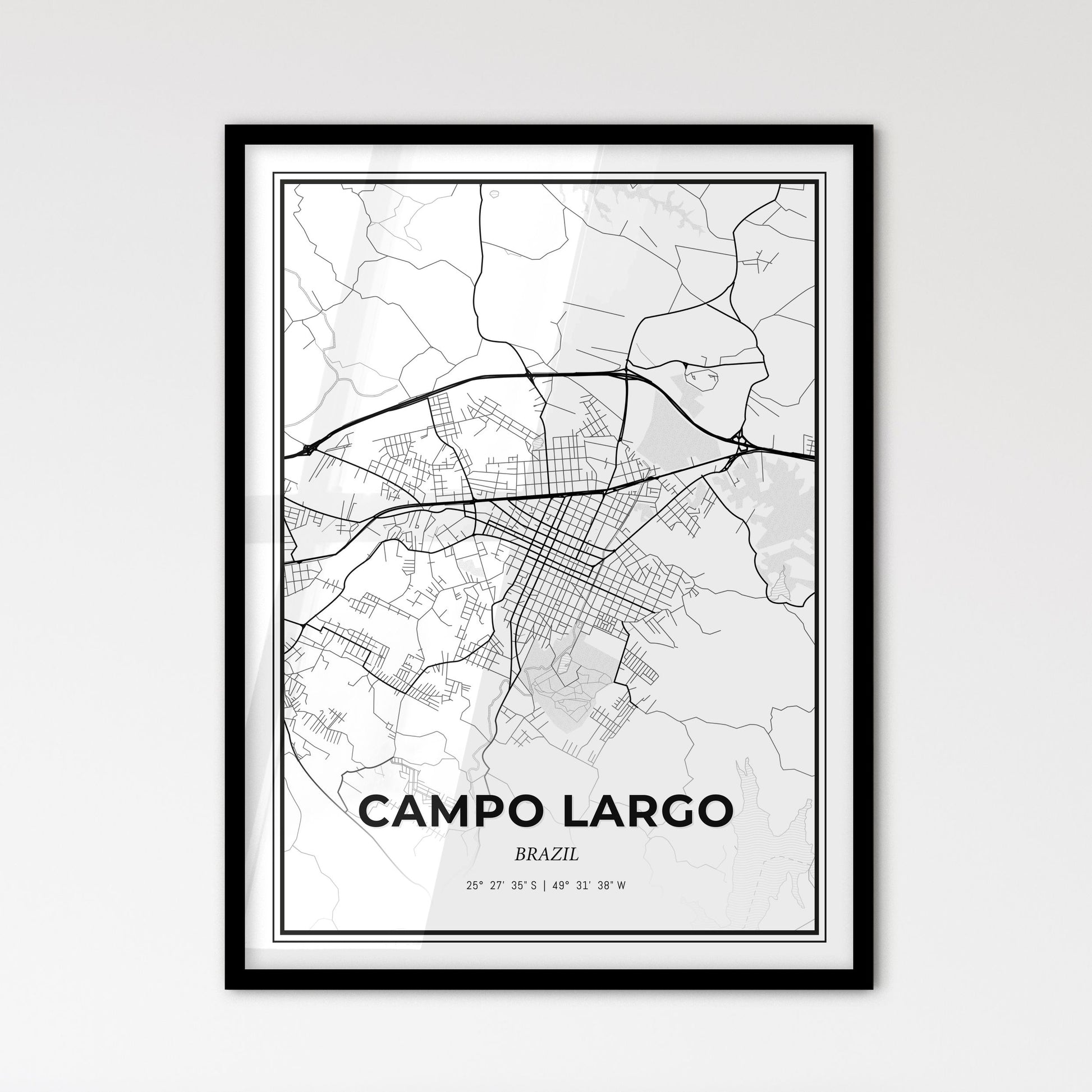 Campo Largo Brazil - Scandinavian Style City Map for Modern Home Decor